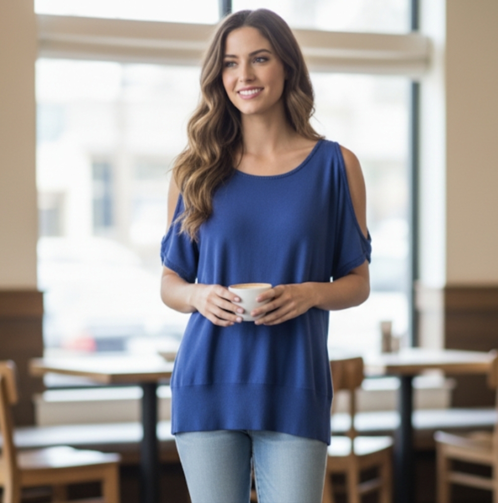 Trina Turk Vibrant Blue Knit Top